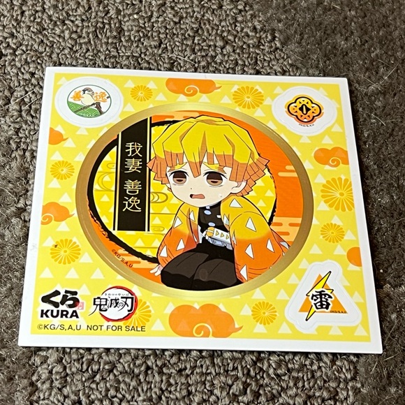 Demon Slayer / Kimetsu no Yaiba x Kura Sushi Zenitsu Sticker Sheet Japan Anime - Picture 1 of 5